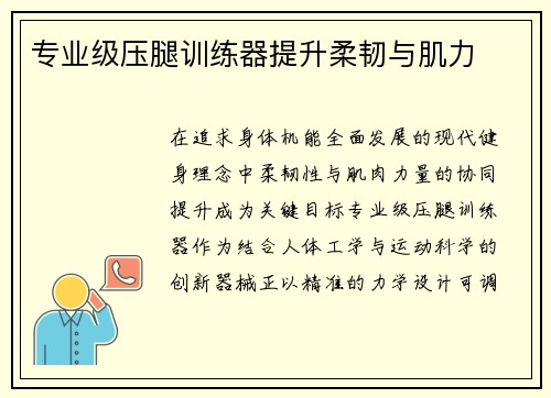 专业级压腿训练器提升柔韧与肌力